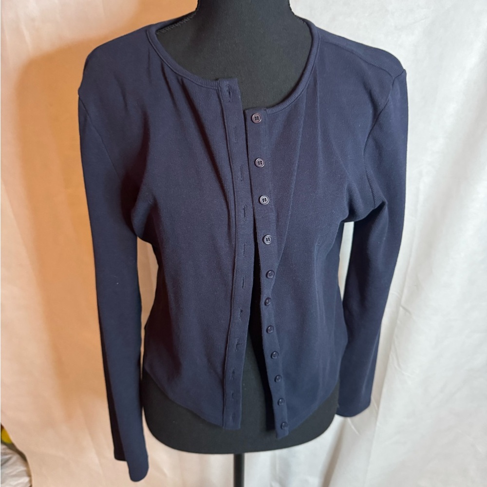 Cider Navy Button-Front Women's Top